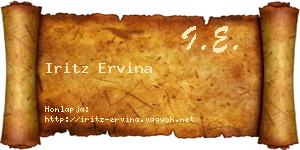 Iritz Ervina névjegykártya